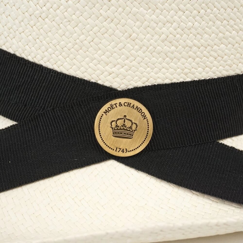 Moet & Chandon Handmade Lightweight Straw Panama Hat/Fedora in Sizes L & XL - Picture 6 of 10